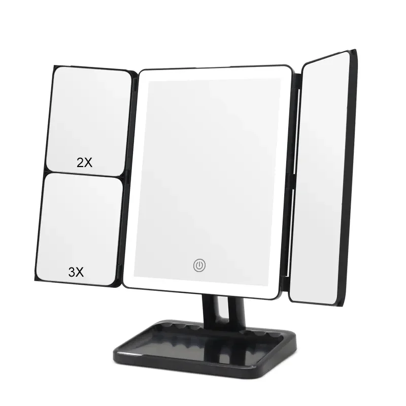 

Partial Vanity Smart Touch Control Three Side Folding Make Up Mirror With Led Light