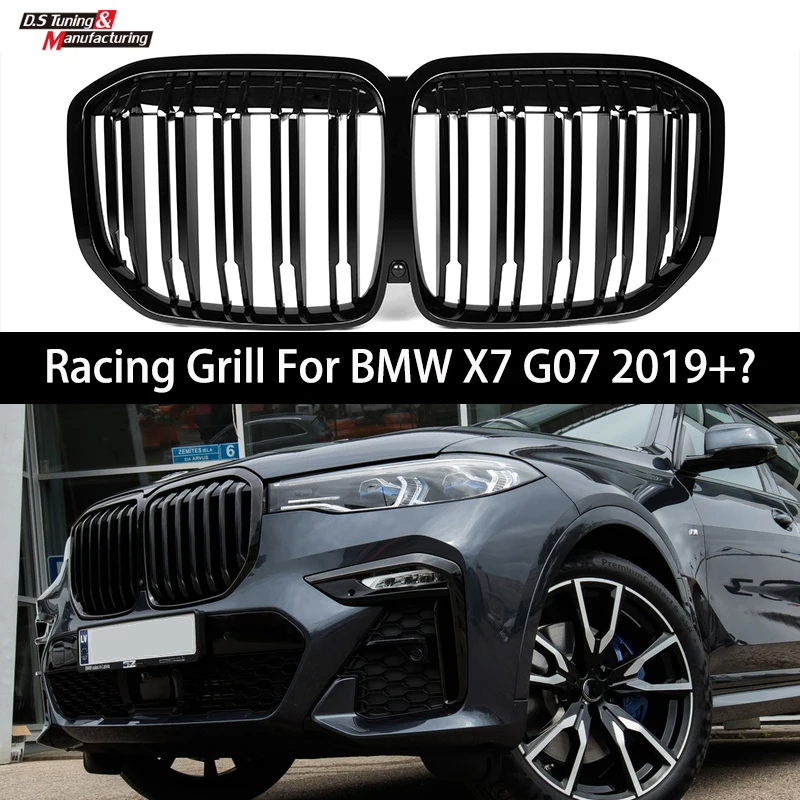 

Gloss Black ABS Front Bumper Kidney Replacement Grille For BMW X7 G07 2019-IN 2 Slat M Power Performance Carbon Racing Grills