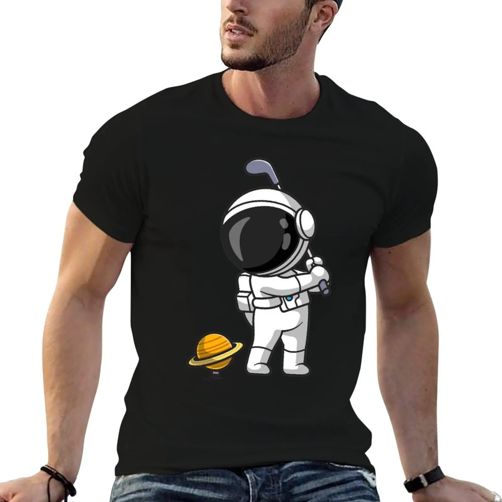 

Astronaut playing planetary golf T-Shirt printed t shirts for man t shirts for man cotton soft T-Shirt