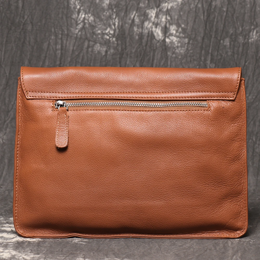 LUOKIR Vintage Echtem Leder Umhängetasche männer Mode Einfache Schulter Messenger Taschen Casual Luxury Klappe Rindsleder Kupplung Tasche – Detail 6