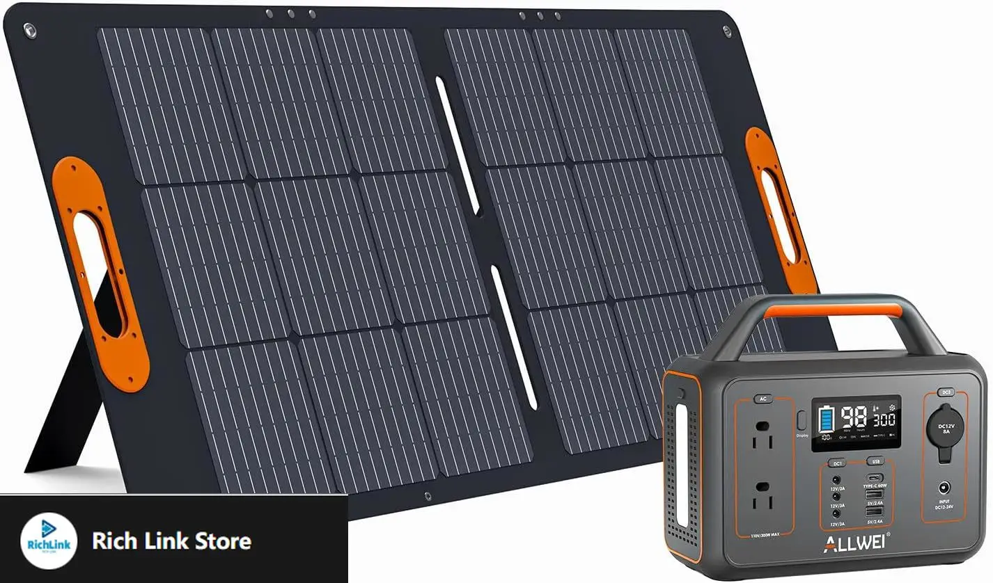 

300W Solar Generator with 100W Solar Panel Included, 280Wh Portable Power Station with AC Outlet USB Port