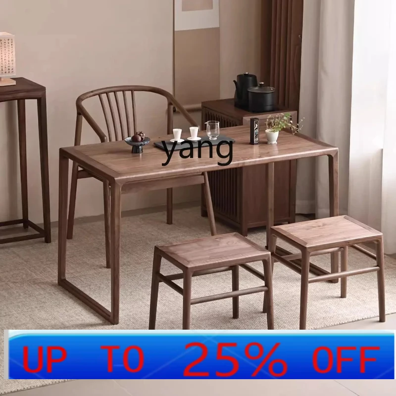 

LH solid wood tea table desk integrated dual-purpose balcony light luxury tea table new Chinese simple tea table