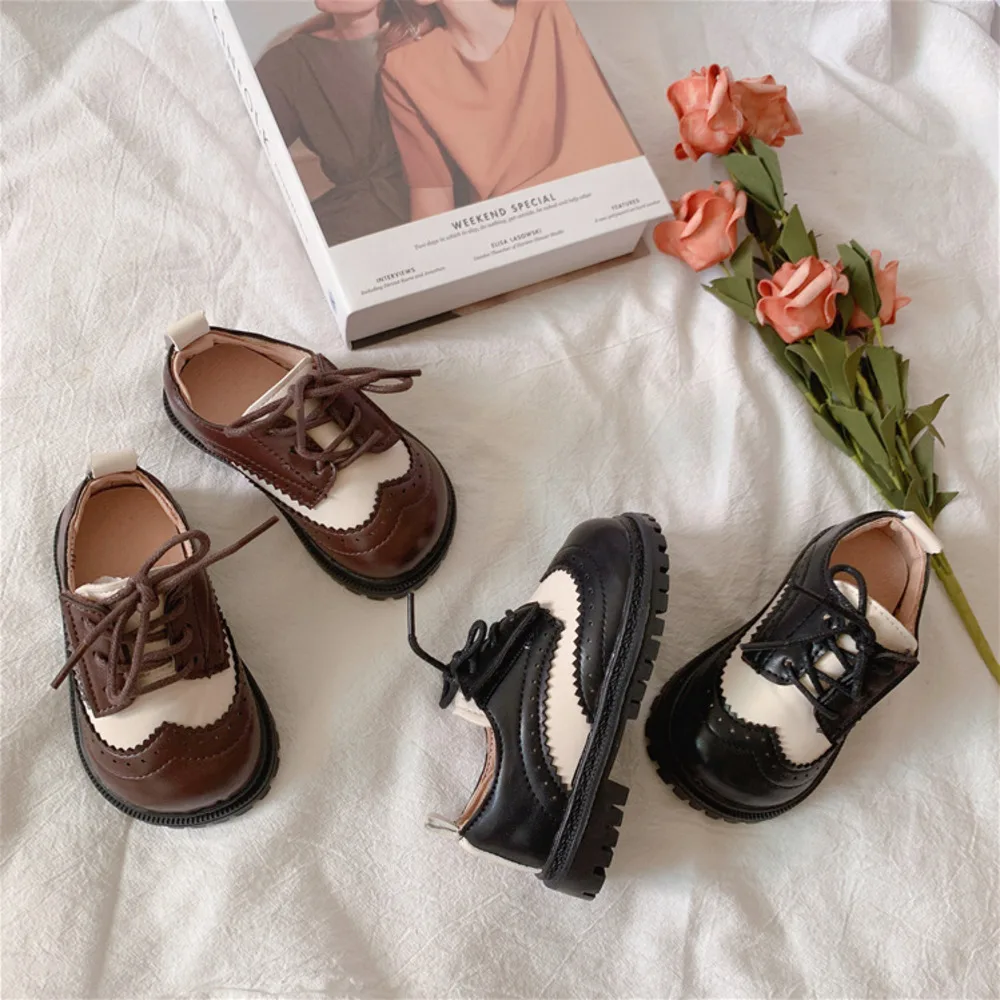

British Children's Small Leather 2022 Spring And Autumn New Boys' Foreign Style Soft Sole Single Shoes For Women Girls' Baby