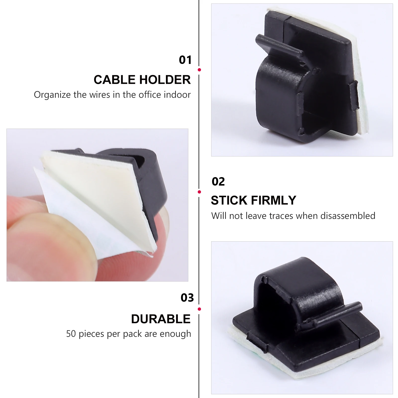 

50 Pcs Wire Fixer Cord Management Clip Organizer Cable Clamps Fixing Buckle Large Clips