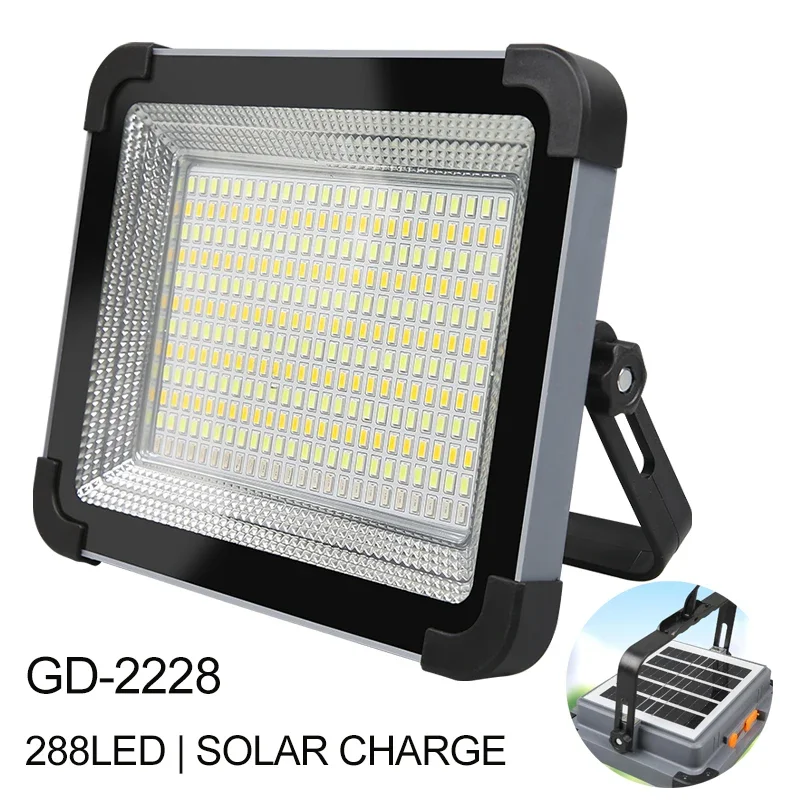 288LED krachtige campinglamp-draagbare werklantaarn met haak, oplaadbare noodverlichting op zonne-energie voor buitentent avondmarkt