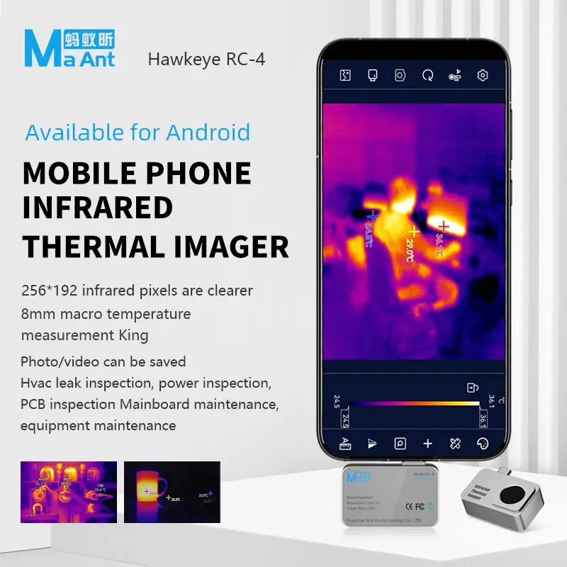 MaAnt Hawk Eye RC-4 Infrared Thermal Imaging Camera Suitable for Android Mobile Phone Photo/video 2in1 Multiple Imaging Effects