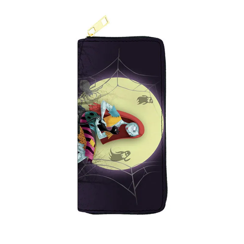 Disney The Nightmare Before Christmas Mens PU Long Wallet Multifunction Women Wallet Zip Coin Purse Female Card Holder Clutch