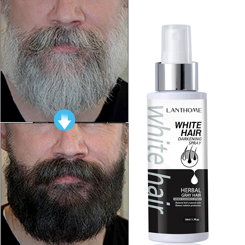 White Hair Treatment Darkening Spray Herbal Essence Repair White To Black Natural Nourish Beard Hair Anti Loss Hair Care for Men