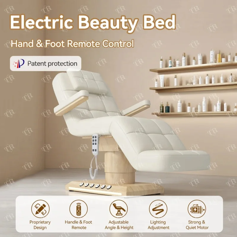Mesa Cosmética Turri 3 Motorizada, Camilla para Clínica de Belleza y Pestañas, Juego Completo de Muebles, Cama Estética Maca Estática