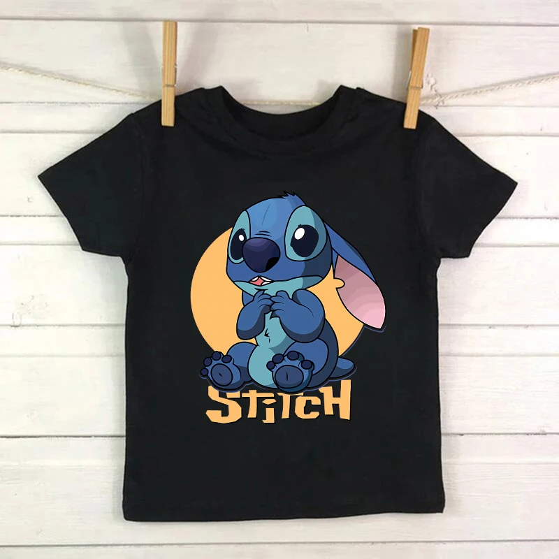 New Kawaii Lilo Stitch Cartoon T Shirt Children Kids Stitch Cute Manga T-shirt Graphic Lilo and Stitch Tshirt Girl Boy Top Tees