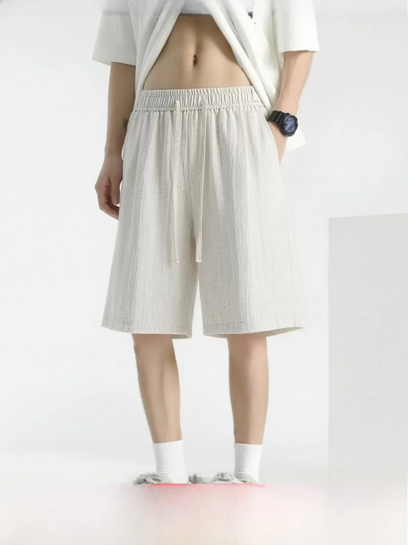 Comfortable Linen Blend Shorts for Men Breathable Moisture Wicking Slim Fit Elastic Waistband Suitable for All Seasons