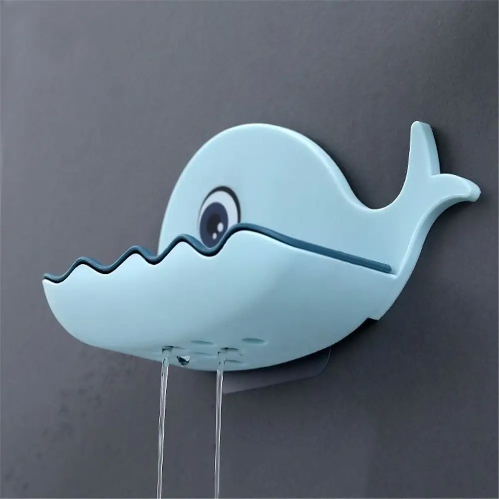 Draagbare Plastic Zeepkist Aan De Muur Gemonteerde Schattige Cartoon Walvis Badkamer Opbergplank Verwijderbare Zeepbakje Badkamer