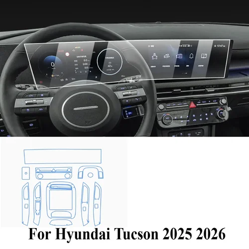 Imagen 2 del producto Película protectora para Hyundai Tucson 2025 2026, accesorios interiores, Panel de engranaje transparente de TPU, consola central de navegación GPS PPF