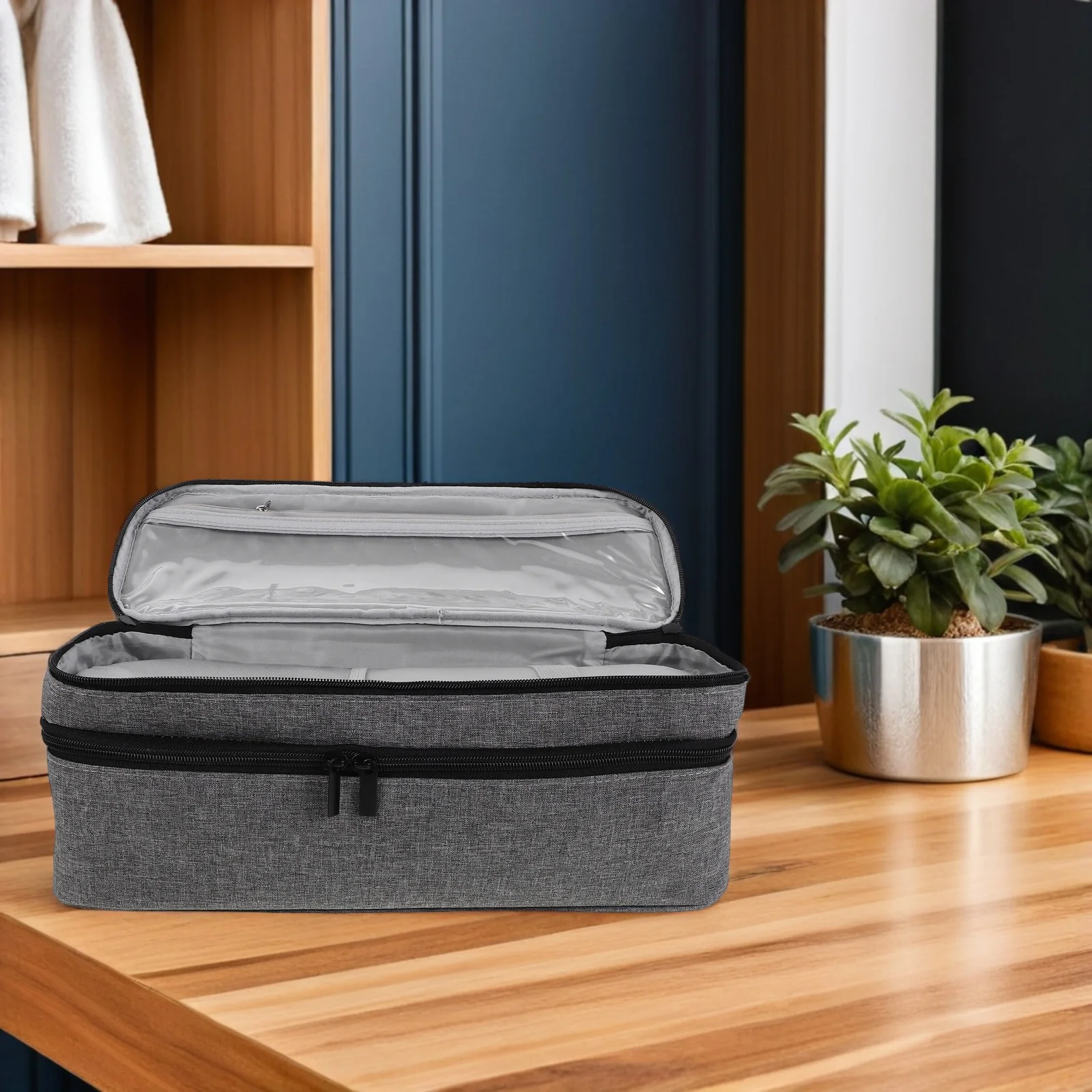 

Double-Layer Hair Dryer Carrying Case Portable Travel Organizer for Volumizer Styler Attachments Storage Box Brush Storage Case