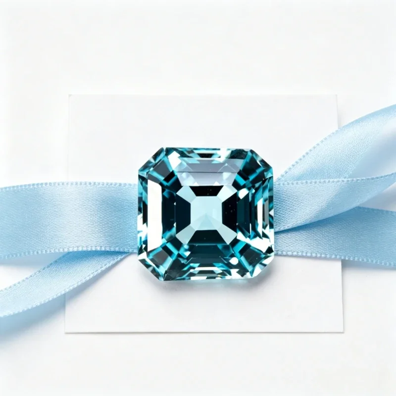 Synthetischer Edelstein Saphir Asscher-Schliff Aquamarin-Farbe Zertifiziert Hochwertig – Detail 3