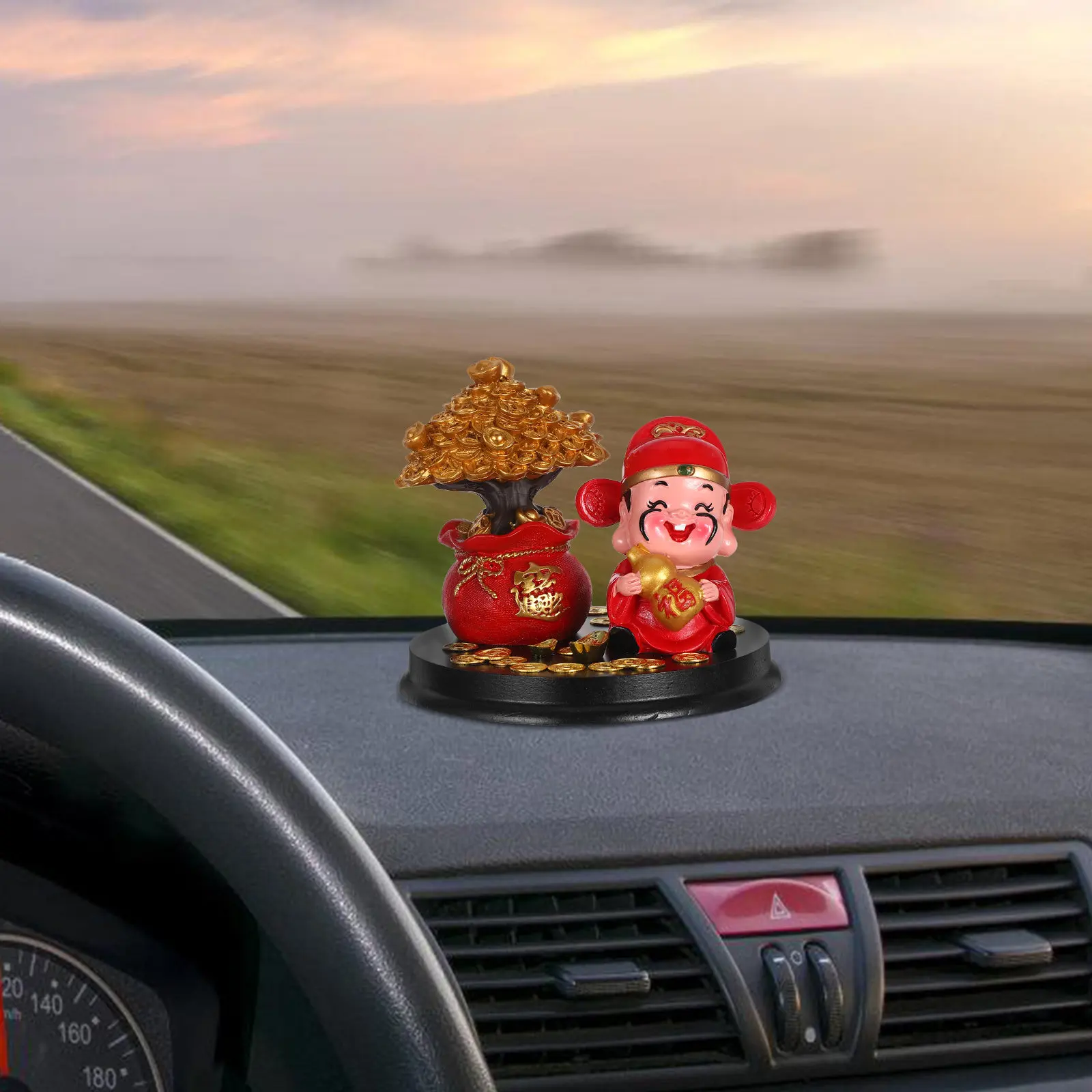 God of Fortune Resin Statue Rich Unique Home Decor for Study Desk Desktop Car Dashboard Hotel Bar Living Space New