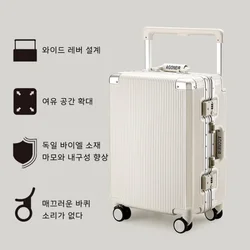 Suitcase Wide Handle Travel Suitcase Men 20 24 26 Carry-On Luggage Women PC Aluminum Frame Trolley Case