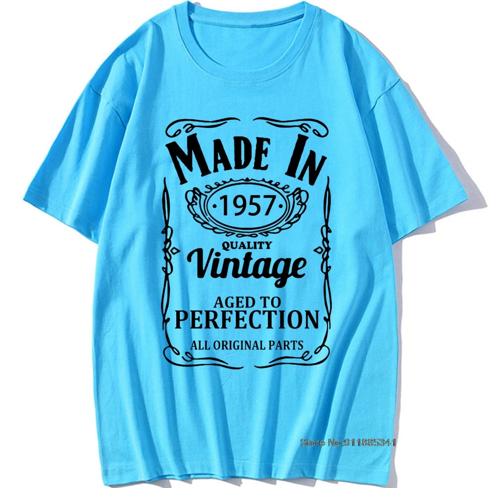 Vintage Made In 1957 T Shirt Birthday Present Funny Unisex Graphic Vintage Cool Cotton Short Sleeve Design O-Neck Father T-shirt