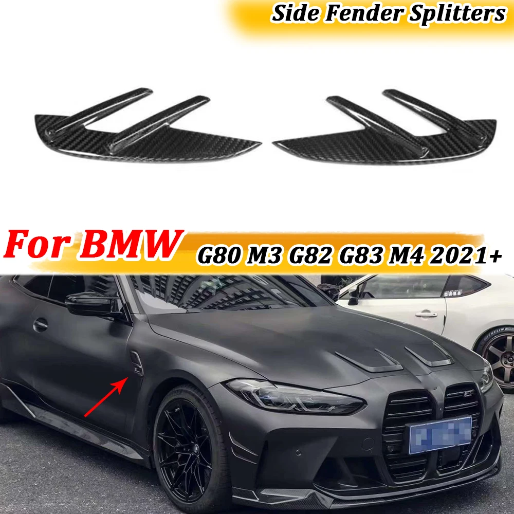 

Car Side Fender Fin Splitters For BMW 3 4 Series G80 M3 G82 G83 M4 2021 Up Dry Carbon Fiber Anards Splitters Tims FRP Decoration