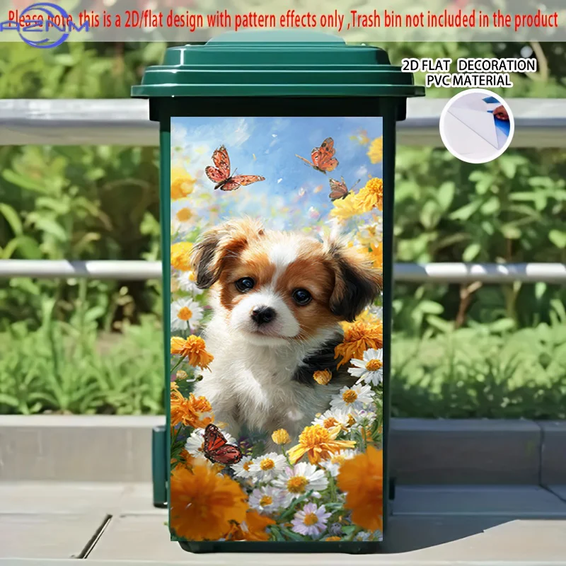 Trash Can Decor Sticker, 2D Printed Art Decal for Dustbin
