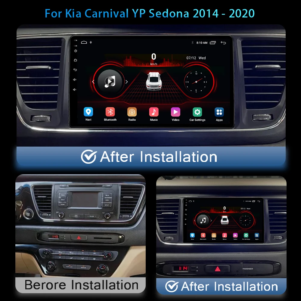 Android For Kia Carnival YP Sedona 2014 - 2020 4G WIFI Car Radio Multimedia Video Player GPS Navigation Stereo Carplay Autoradio