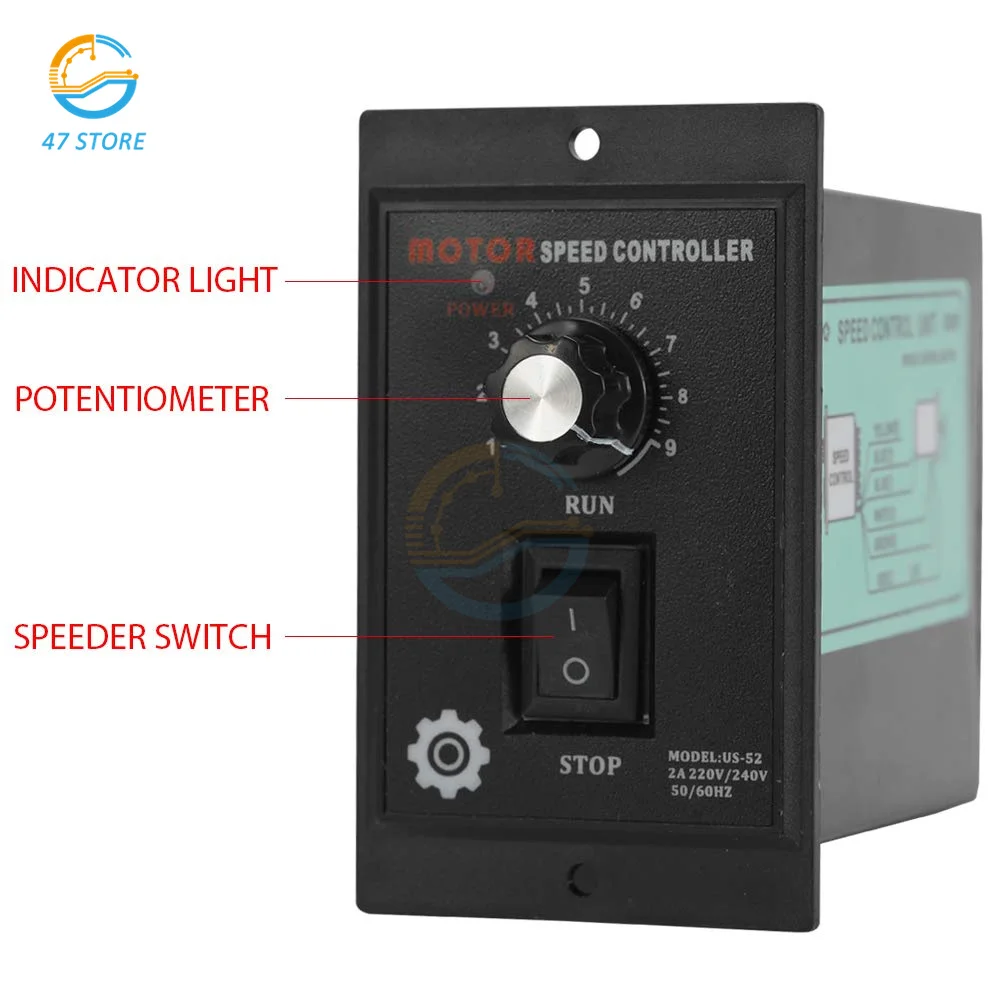 AC Motor Speed Controller AC 220V 400W Motor Speed Pinpoint Regulator Controller Forward Backward for Packaging Printing Food