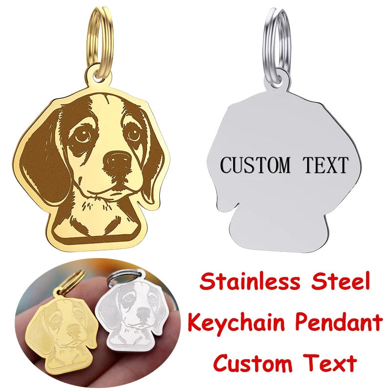 

Pet Charms Beagle Dog 316L Stainless Steel Keychain Pendant Cute Animal Kids Lucky Gifts Jewelry Custom Text Number Keyring Free