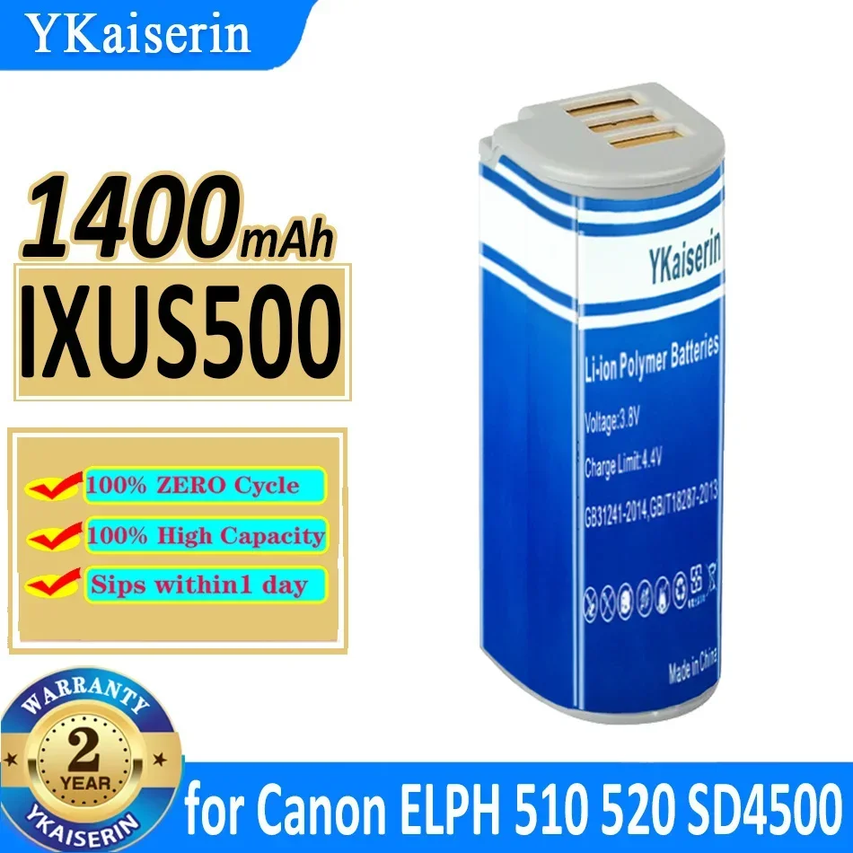 1400mAh Camera Battery for Canon ELPH 510 520 530 HS, For PowerShot N SD4500 IS, IXUS 1000 1100 500 HS, IXY 50S - IXUS500(NB-9L)