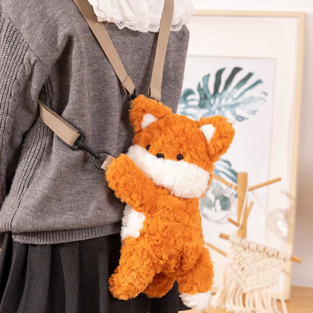 Cartoon Fox Shoulder Bag Handbag Kawaii Fox Plush Doll Crossbody Bag Cute Coin Purse Messenger Bag