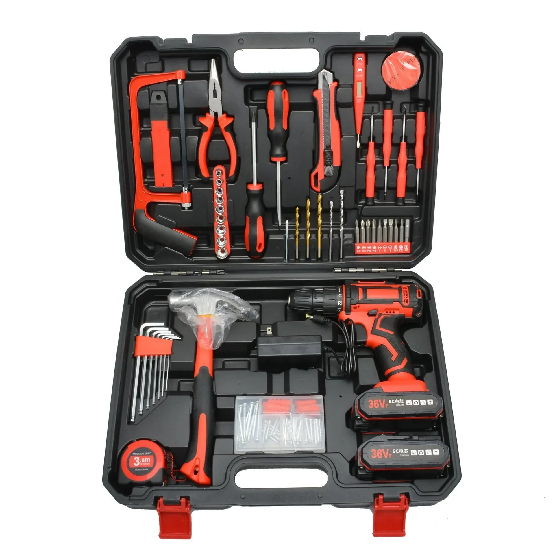 113 Pcs- with 2 Battery, Cordless Impact Wrench, Cordless Electric Screwdriver Kit -Set, Cordless Drill and Easy To Use for Home