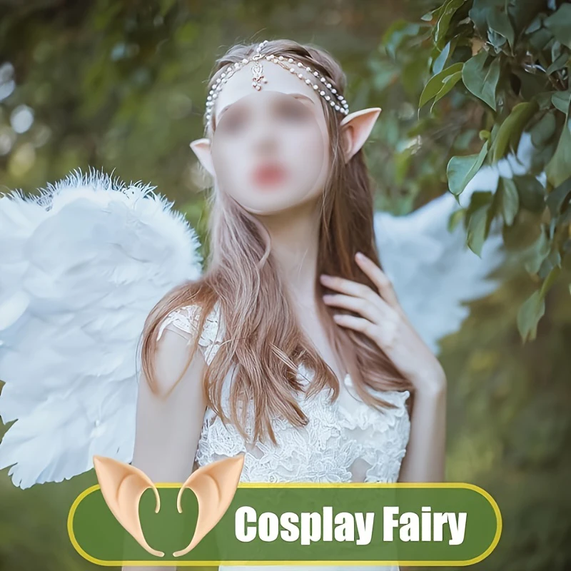 4 Pairs Fashion Fairy Elf Ears Latex Cosplay Ears for Halloween Christmas Party Goblin Vampire Elven Makeup Costume Accessories