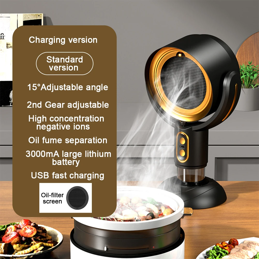 New Desktop Range Hood for Kitchen USB Charging Exhaust Hood Suction Large Suction Absorbs Oil Air Blower for Indoor BBQ Hot Pot