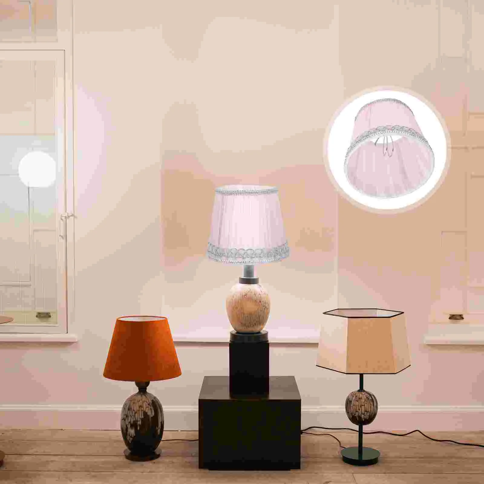 Paralume in tessuto rosa chiaro copre paralumi per lampadario ornamentale fai da te in chiffon da pavimento