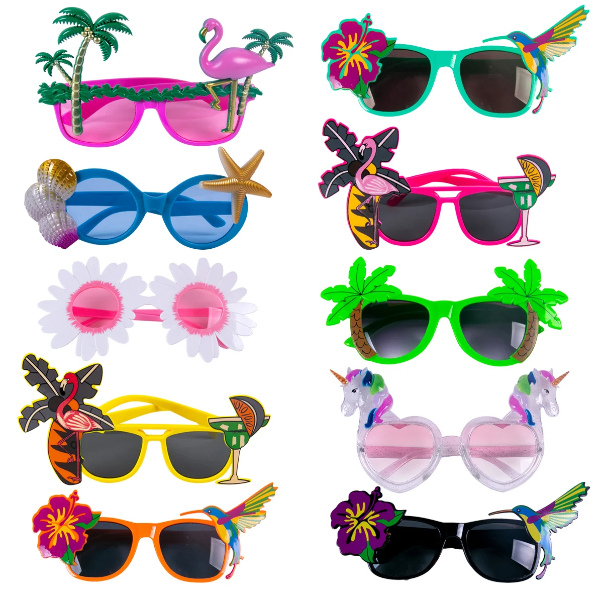 Hawaiian Tropical Party Sunglasses Flamingo Pineapple Fruit Shape Glasses summer Luau Pool Beach Party Decoration Funny Glasses