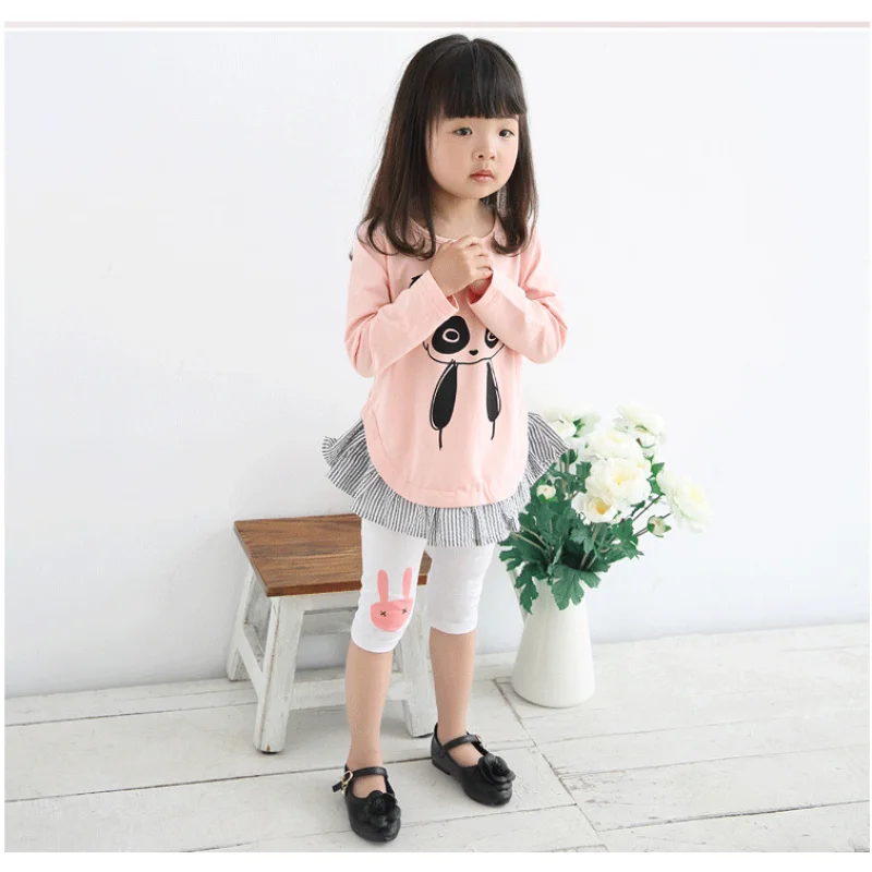 Summer Girls Leggings Rabbit Kids Knee Length Pants Leggins Trouser Elastic Cotton Candy Color Children Capris Girl Skinny Pants