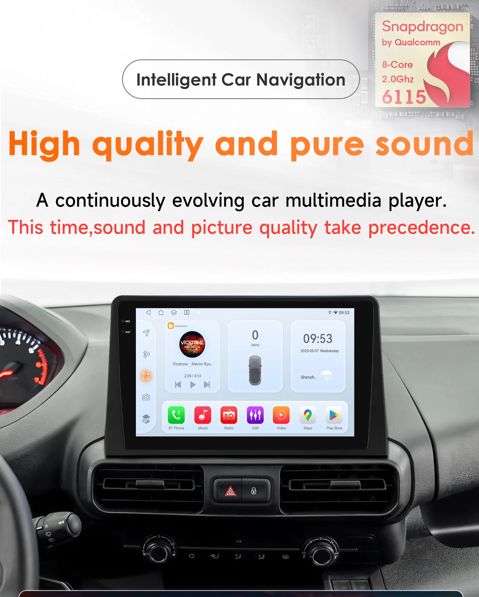 by Snapdragon Carplay Android14 Autoradio For Citroen Berlingo Peugeot Partner Rifter Opel Combo multimedia 360 Cam 6115 Screen