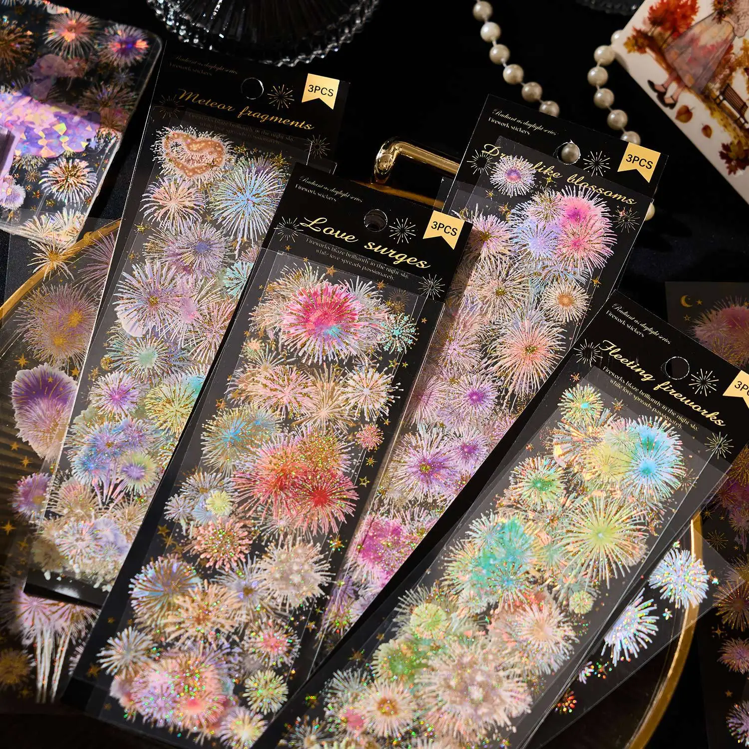 

Flat Stickers Are As Gorgeous As The Day Series of Fireworks Theme Hand Account Bottoming Decorative Material Stickers