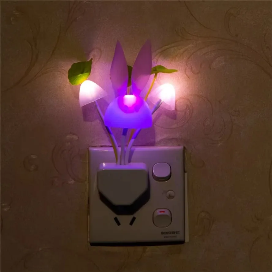 LED Color Gradient Night Light Automatic Sensor Night Lamp in Wall Light 110V-220V LED Mushroom Night Light for Children Bedroom