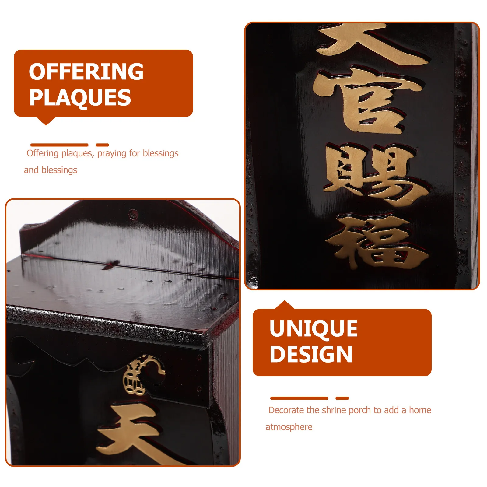 Wooden Plate Chinese Style Auspicious Decor Prosperity Plaque Temple Buddha Holder Desktop Buddha Shelf Religious Supplies Wood