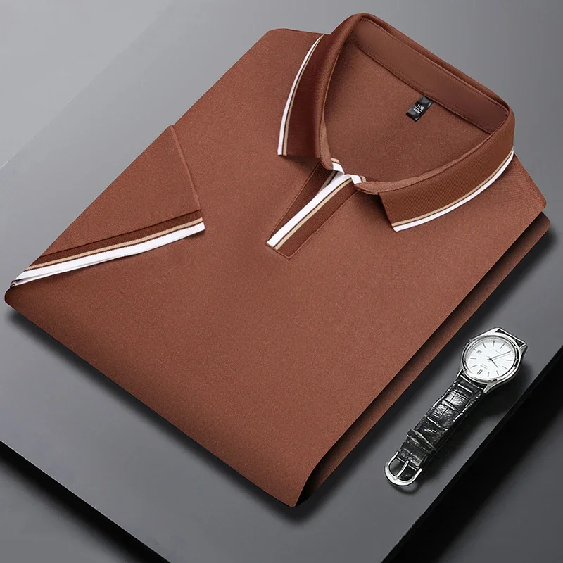 

New Men's Solid Color Short Sleeved POLO Shirt Breathable and Comfortable Casual Top