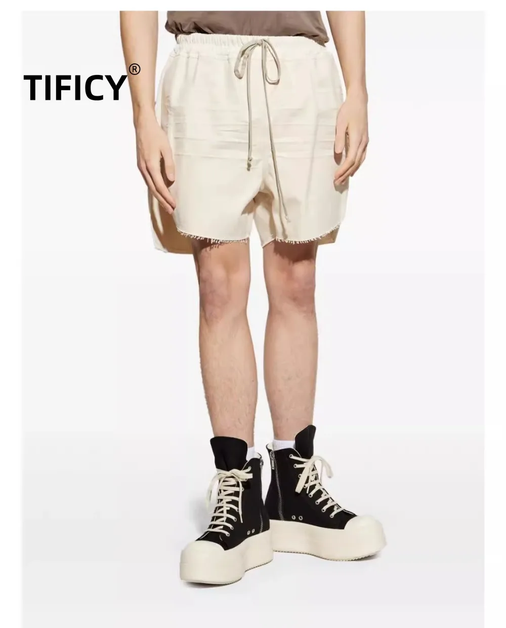 

High Street Shorts Men's Dark RO Men's Side Split Casual Shorts 25RO Drawstring Loose High Street Wide Leg Shorts