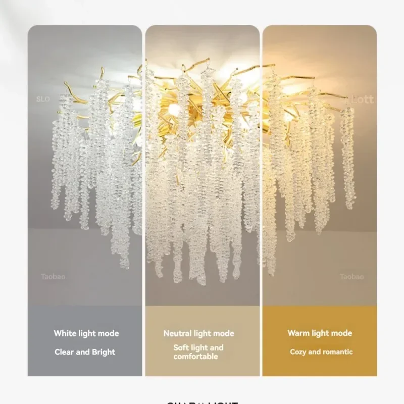 Lámpara colgante de cristal plateado para sala de estar, candelabro nórdico de lujo para comedor, accesorios de iluminación para decoración del hogar, K9