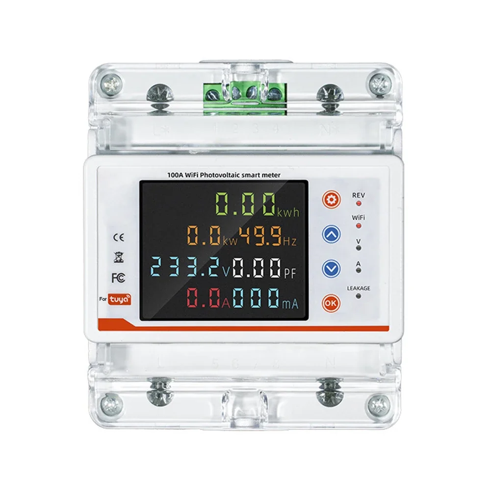 WiFi Single Phase Meter With Surge Protection Smart Circuit Breaker For Tuya  Business Buildings Solar Photovoltaic Systems