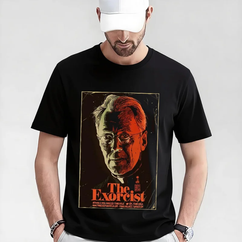 

Retro Horror Movie The Exorcist 0317 Sacry Halloween Gift t shirt Supernatural Darkness World Graphic Clothes Large size Tops