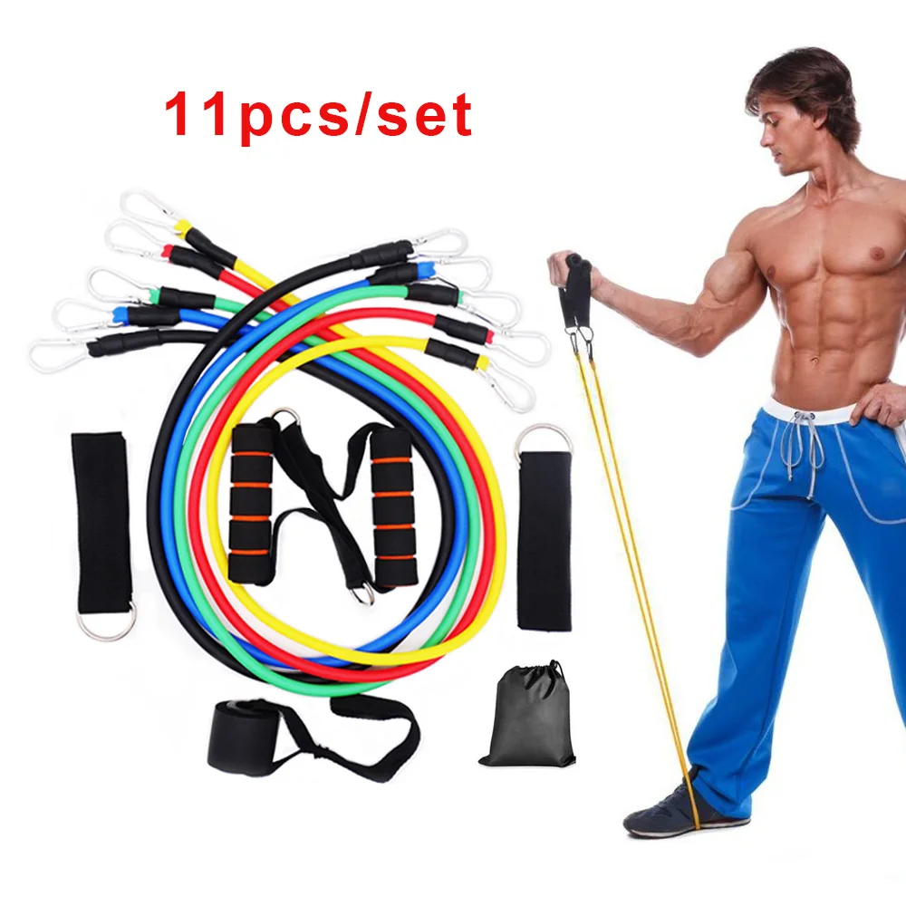 11 Teile/satz Latex Widerstand Bands Crossfit Training Muskel Kraft Gym Ausrüstung Fitness Yoga Übung Pull Seil Gummi Expander