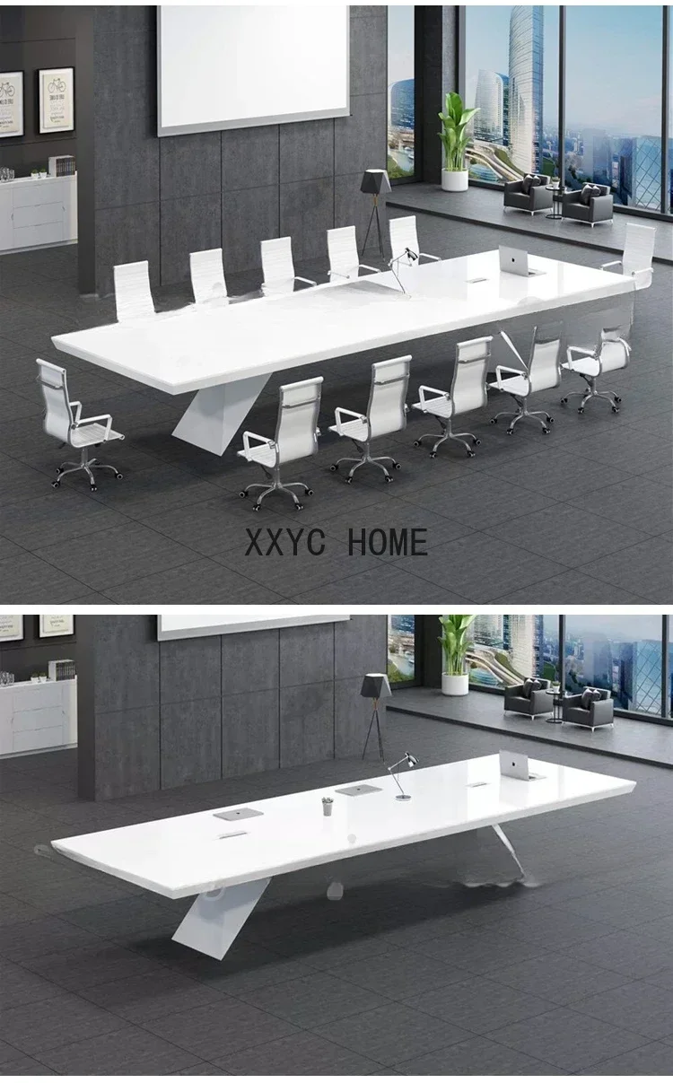 Hot Sale White Meeting Table Chairs Modern Boardroom Seminar Teamwork Conference Table