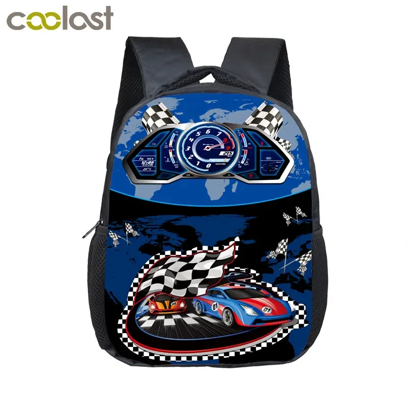 12 inch Kids Racing Car Small School Bags Child cartoon Backpacks Boys Girls Toddler Bags Children Bookbag Backpack Schoolbags