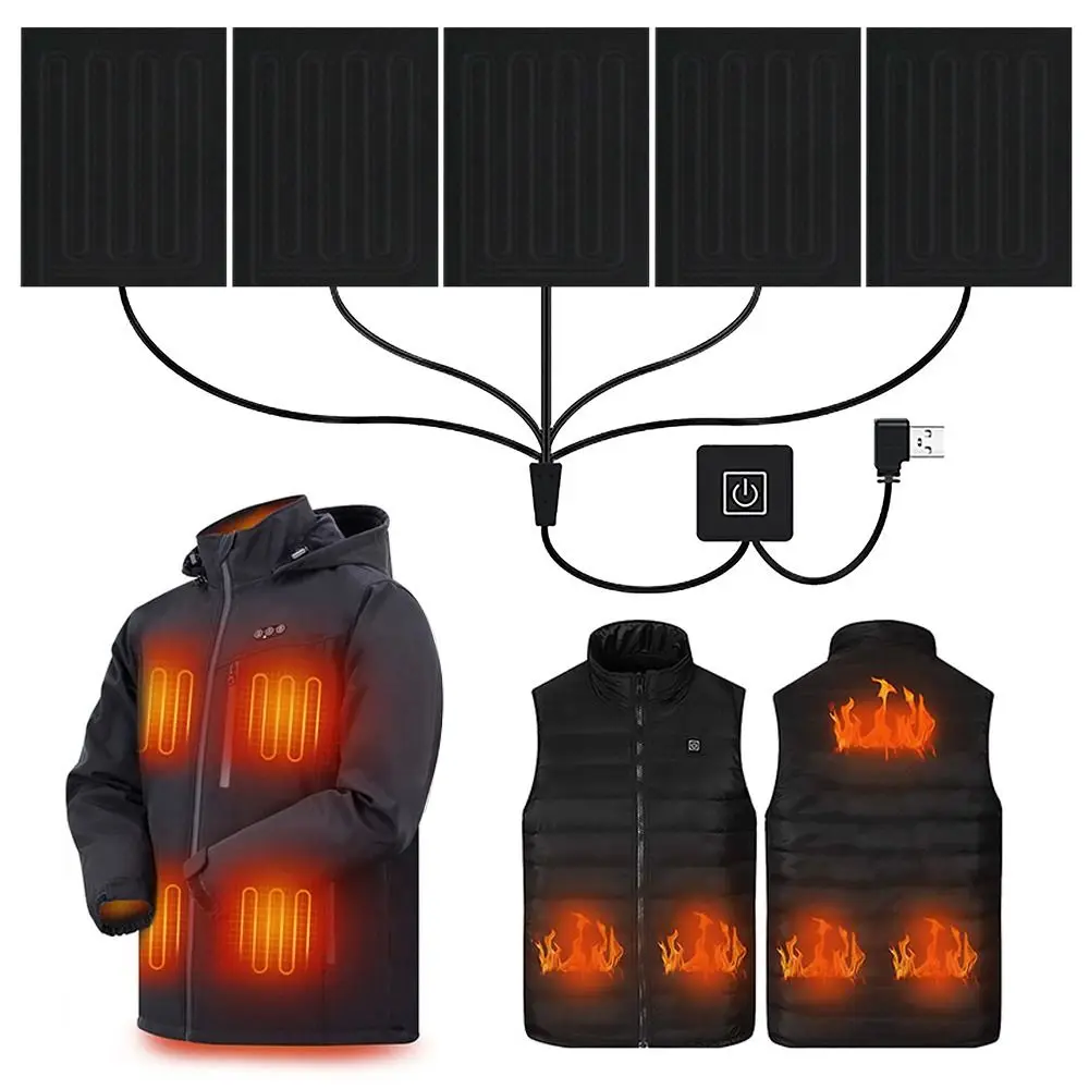 4 Styles Adjustable Temperature For Vest Jacket USB Heater Pad Clothes Heater Pad Heating Warmer Pad Electric Heating Sheet