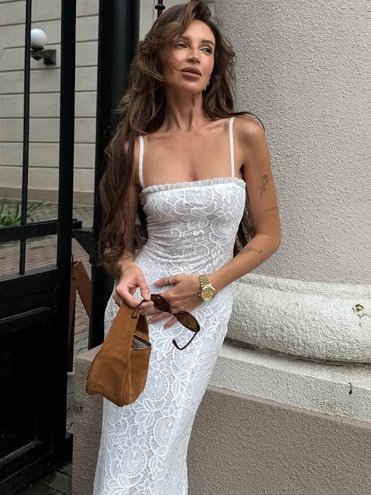 Sukienka Nibber Sexy z odkrytymi ramionami i odkrytymi plecami, damska, żakardowa, patchworkowa, na ramiączkach spaghetti, z falbankami, z głębokim dekoltem, na wieczorne studniówki i imprezy.