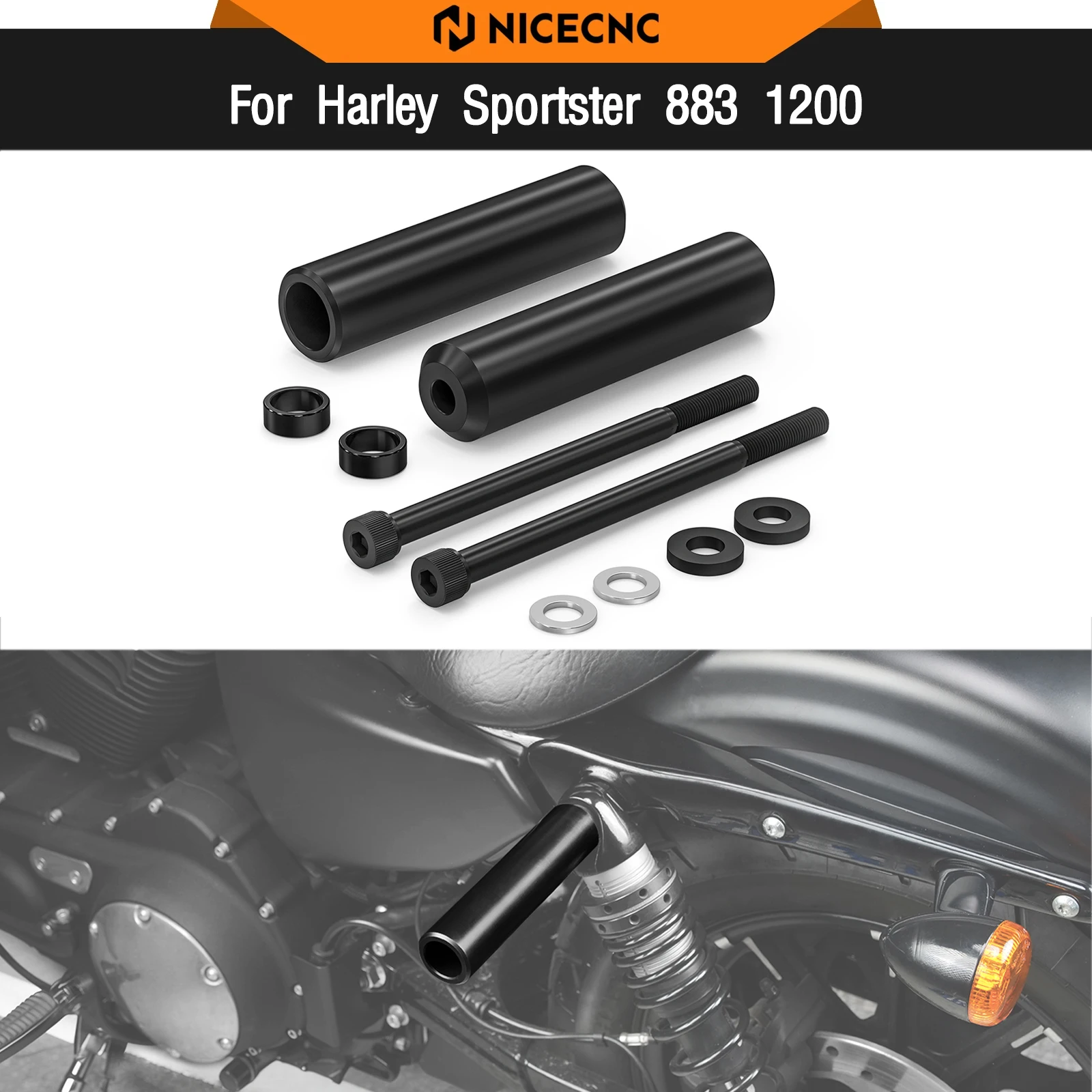 

Для Harley Sportster 883 Low XL883L 2005-2009 6,5 "Слайдеры для верхнего амортизатора Sportster1200 XL1200N XL1200R XL883N XL1200NS